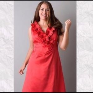 Lane Bryant Formal Red Ruffle Sleeveless Dress NWT